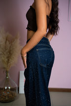 Jeans Paillettes con Risvolto