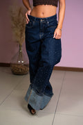Jeans Paillettes con Risvolto