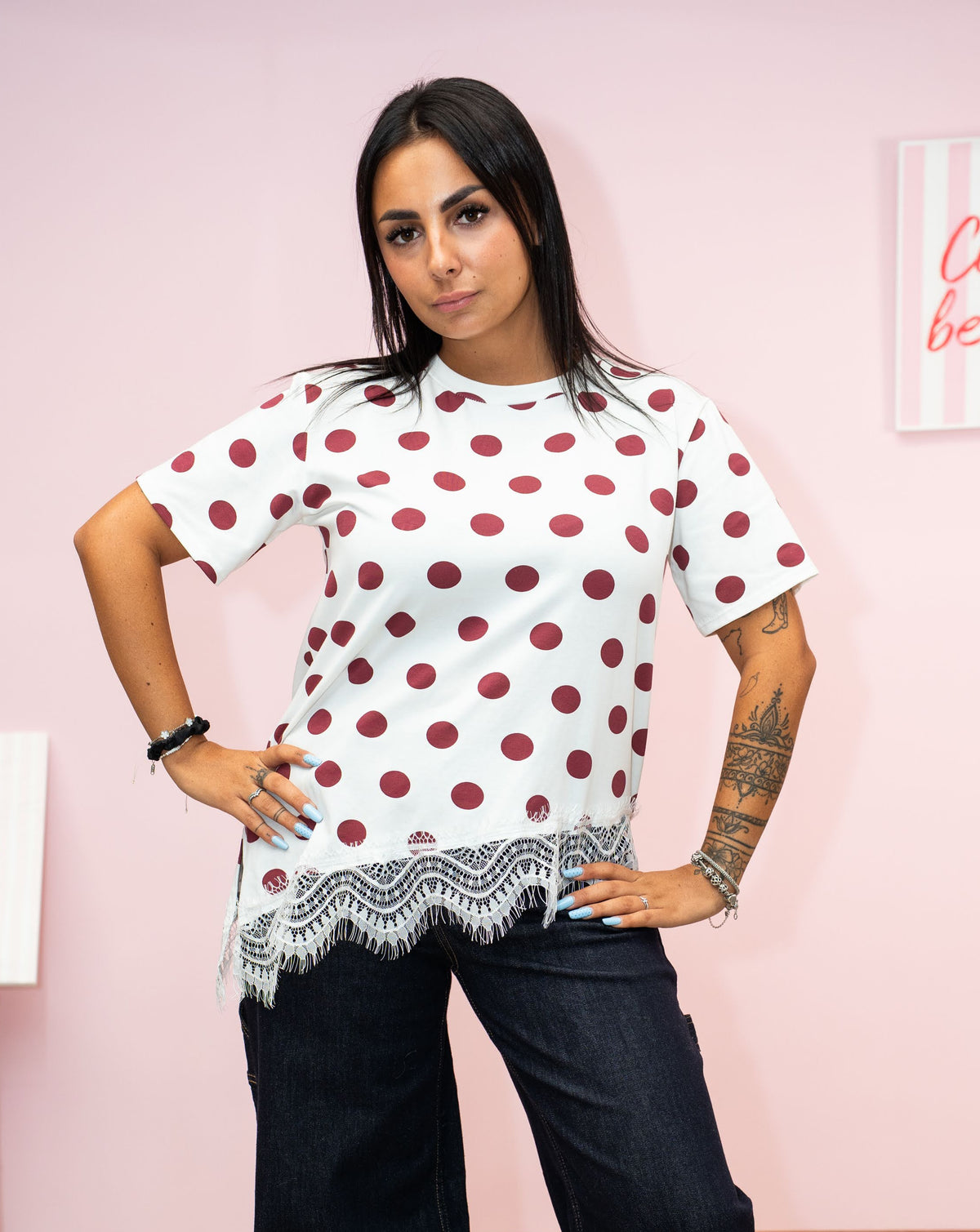 Maglia Pois con Pizzo