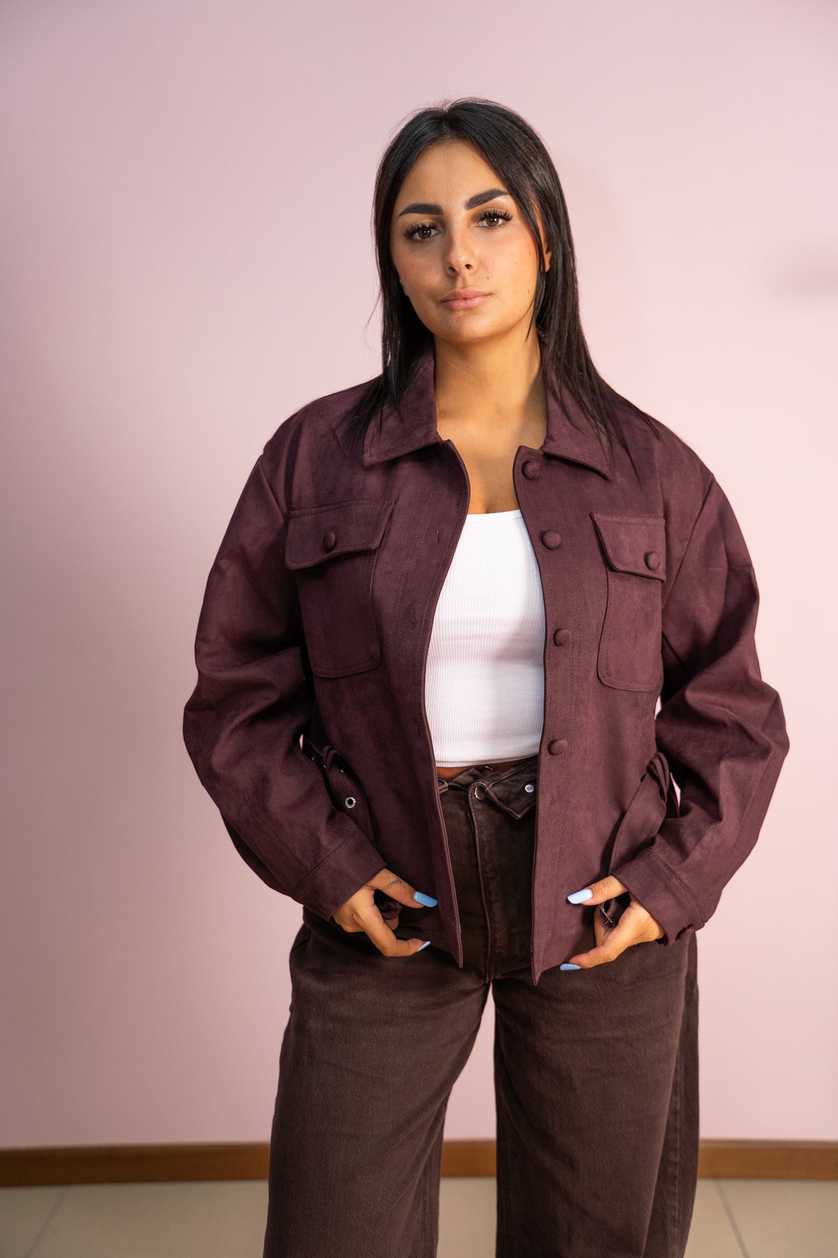 Giacca Camoscio con Cintura