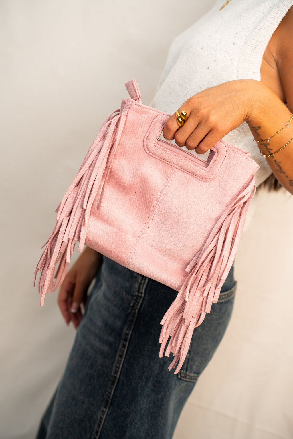 Bag camoscio con frange