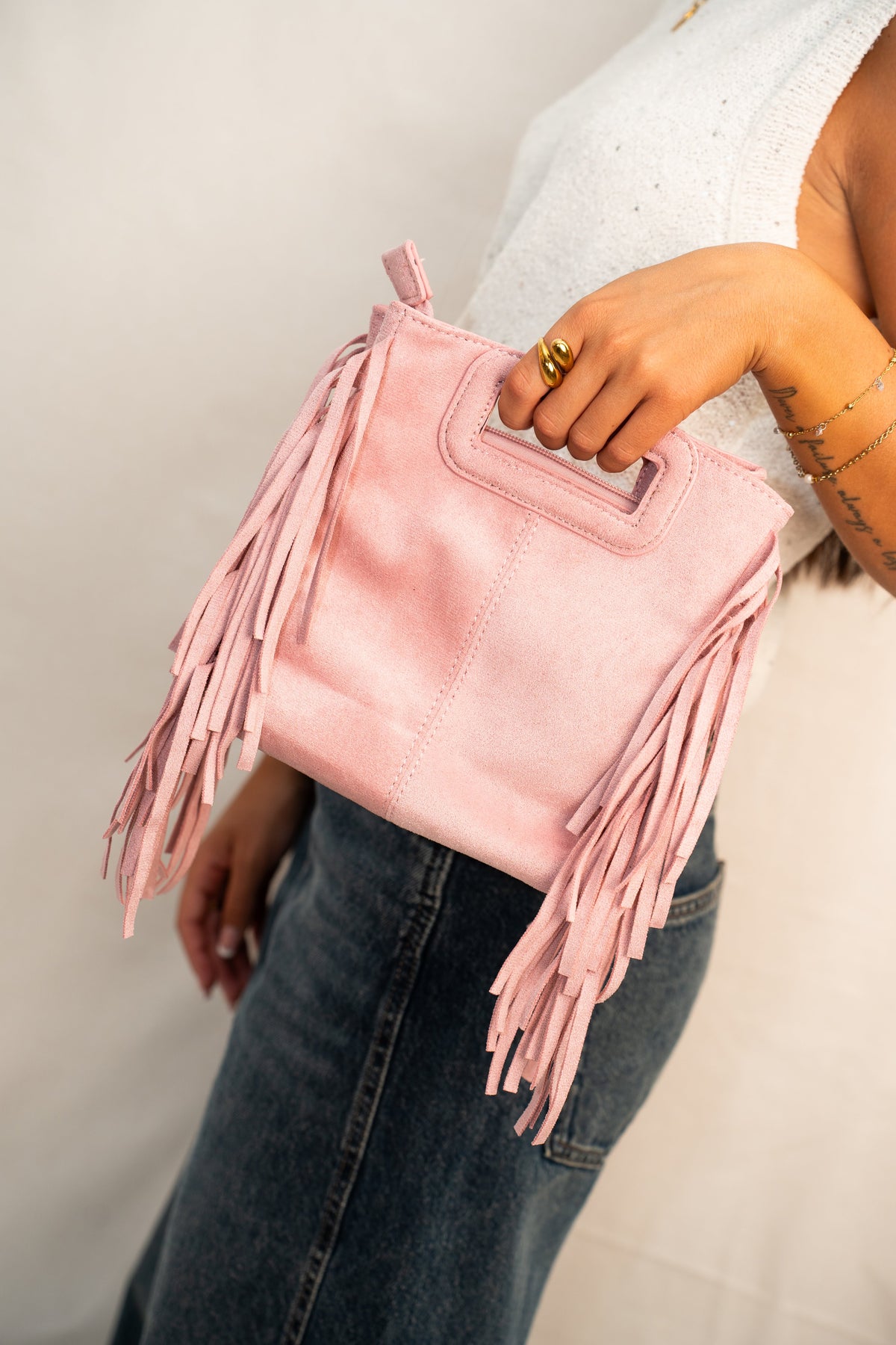 Bag camoscio con frange