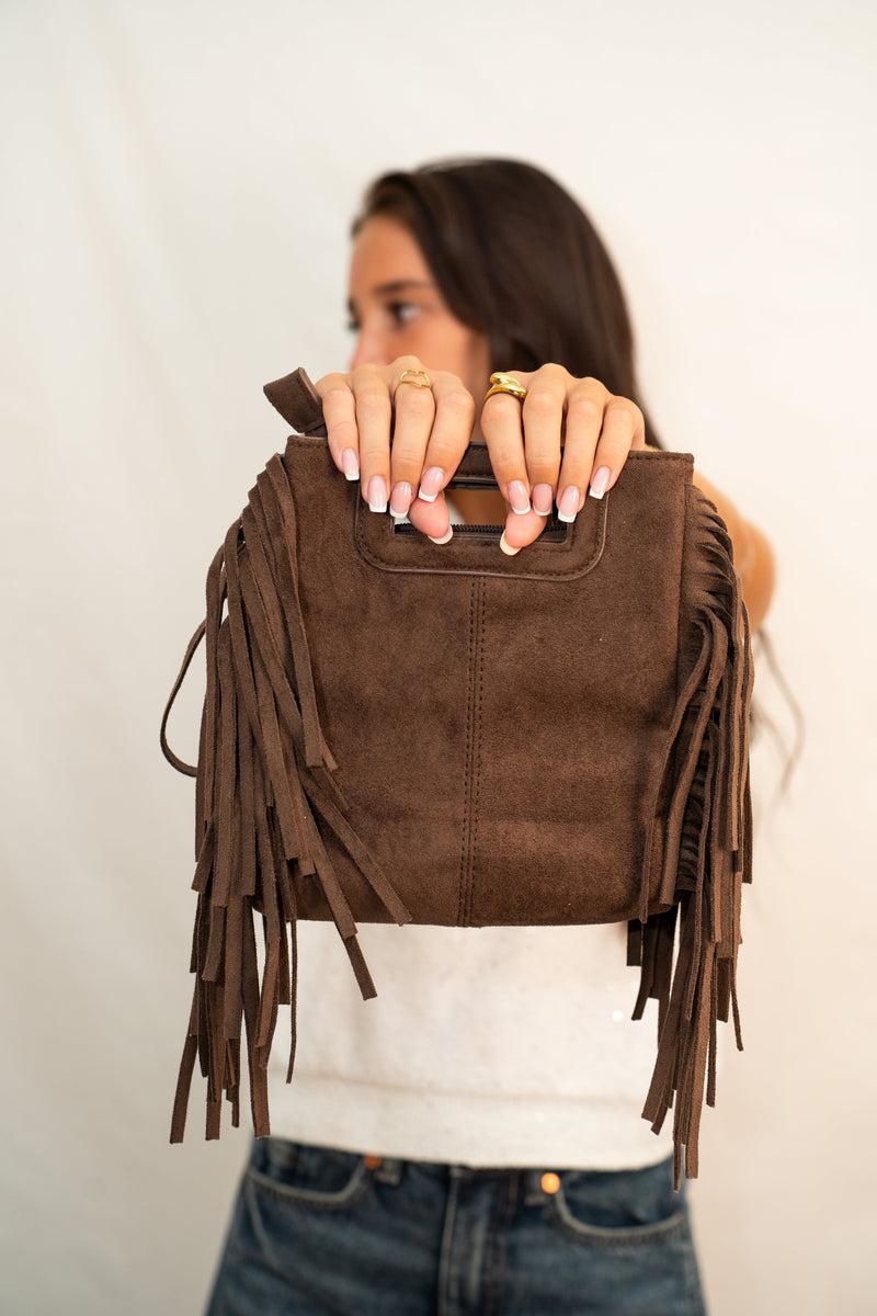 BAG CAMOSCIO CON FRANGE
