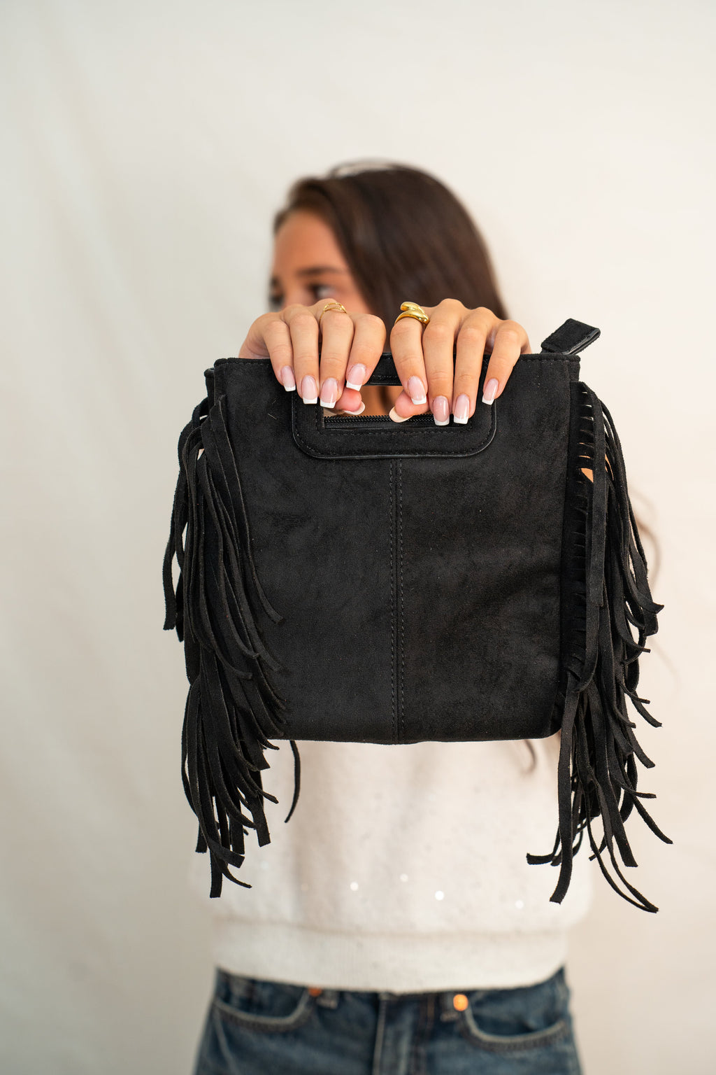 Bag camoscio con frange