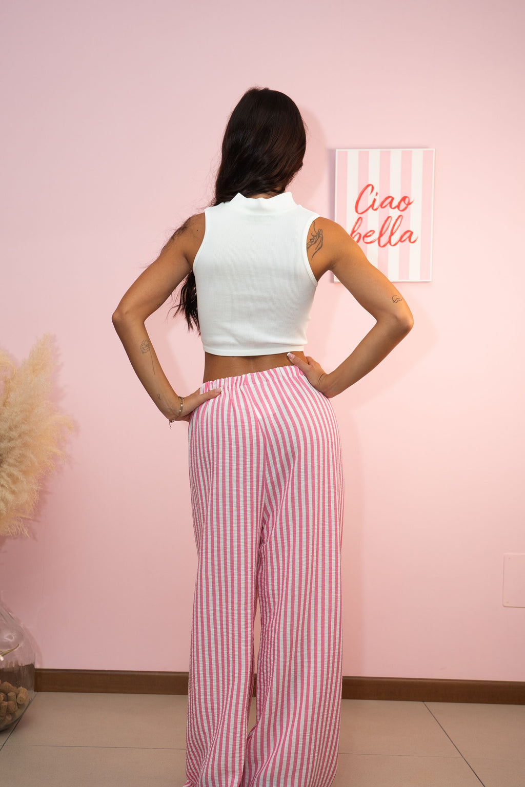 Pantalone in Lino a Righe