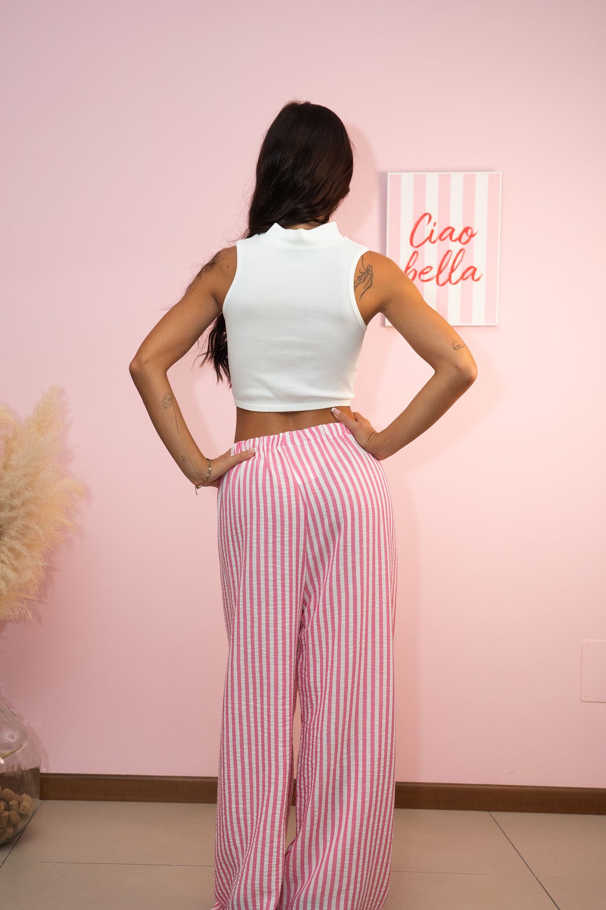 Pantalone in Lino a Righe