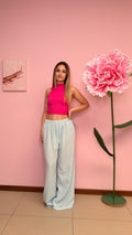 PANTALONE IN LINO A RIGHE