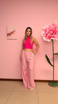 PANTALONE IN LINO A RIGHE