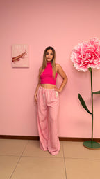 PANTALONE IN LINO A RIGHE