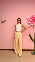 PANTALONE IN LINO A RIGHE