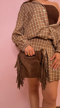 BAG CAMOSCIO CON FRANGE