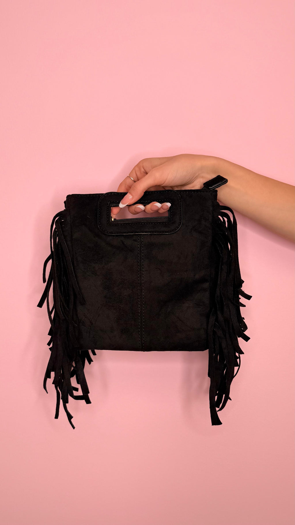 BAG CAMOSCIO CON FRANGE