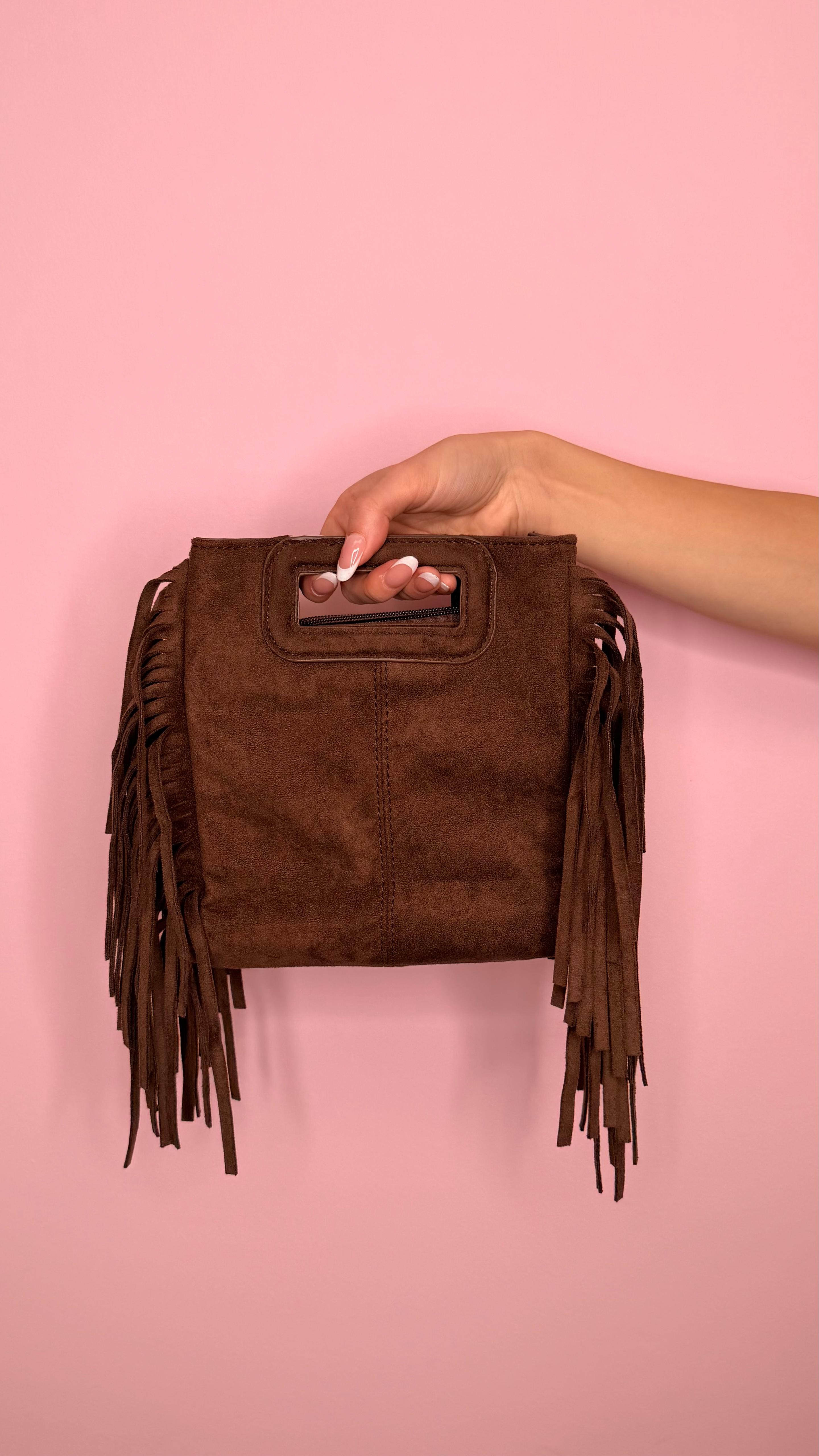 BAG CAMOSCIO CON FRANGE