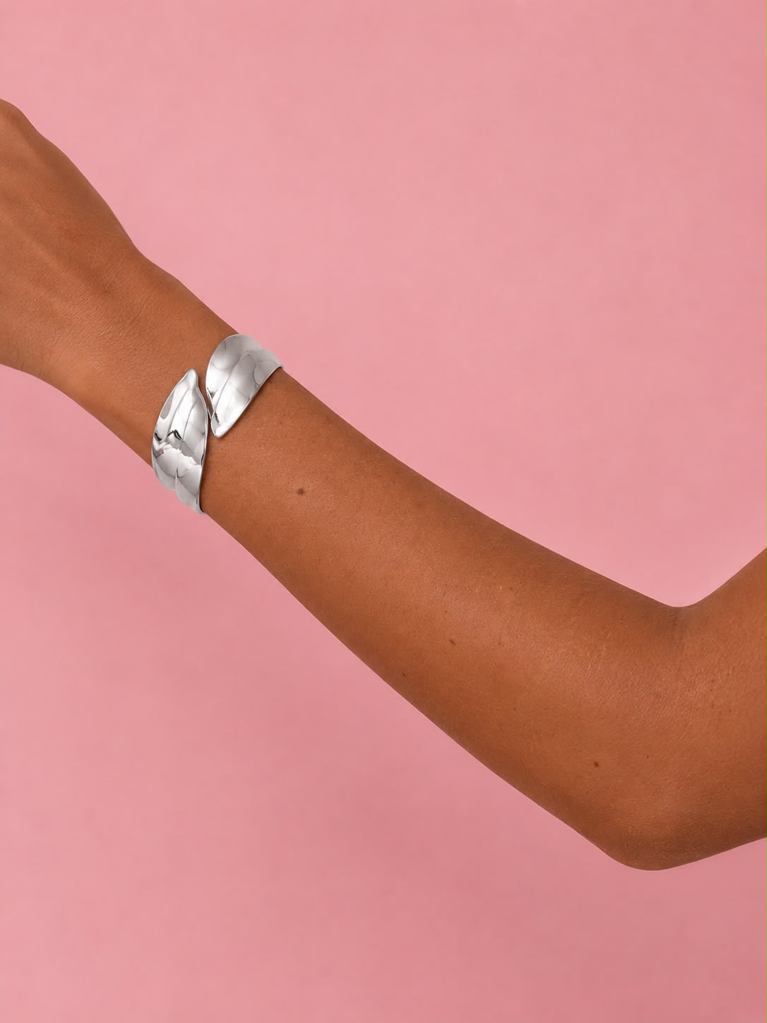 Bracciale Rigido Fascia Foglia - Argento