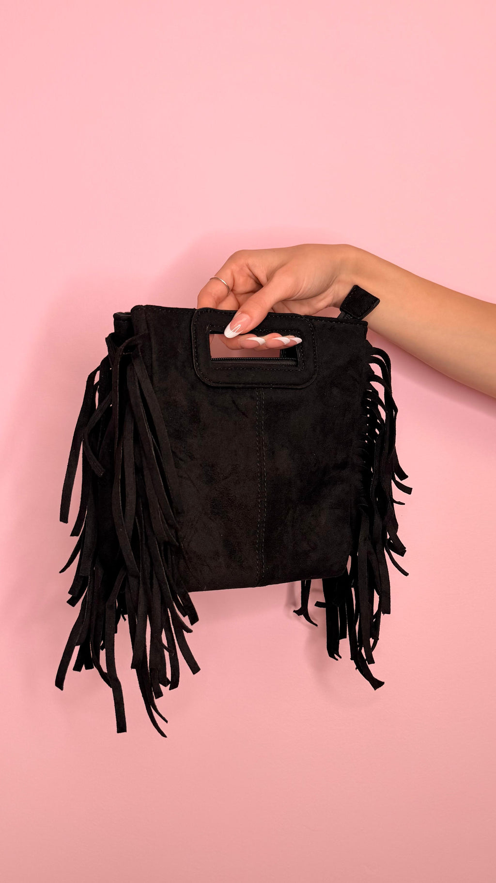 BAG CAMOSCIO CON FRANGE
